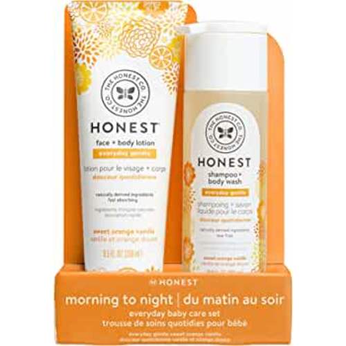 The Honest Company 2-in-1 Cleansing Shampoo + Body Wash and Face + Body Lotion Bundle | Gentle for Baby | Naturally Derived | Citrus Vanilla Refresh, 18.5 fl oz