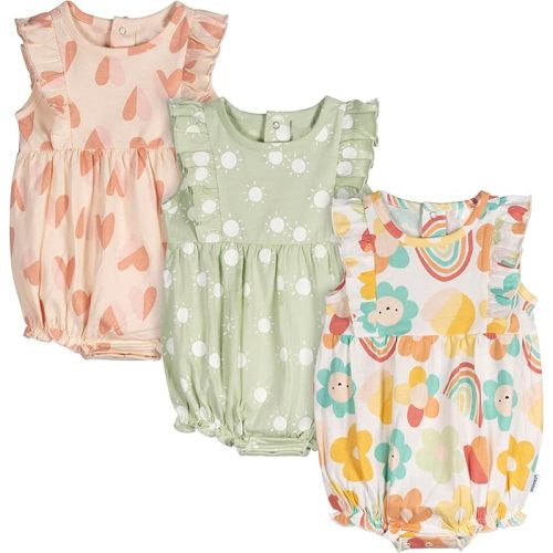 Onesies Brand Baby Girls' 3-Pack Romper, Garden, 0-3 Months