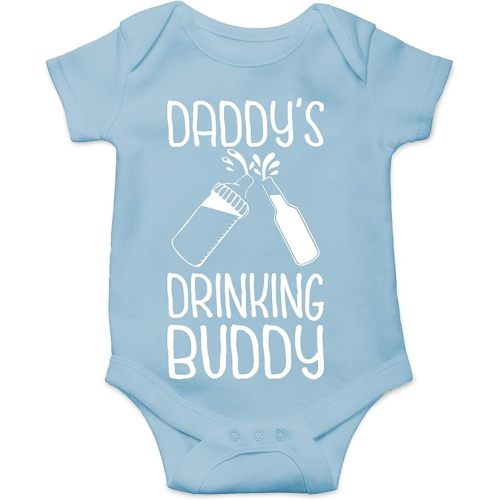 Belle Homie Daddy's Drinking Buddy - Funny Baby Essentials Bodysuit - Infants Outfit Newborn Unisex Rompers