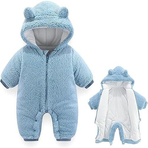 AiWMGL Baby Bear Onepiece Outfit Suit Newborn Fleece Jumpsuit Romper Hooded Warm Winter Snowsuit Clothes Boy Girl 0-12 months