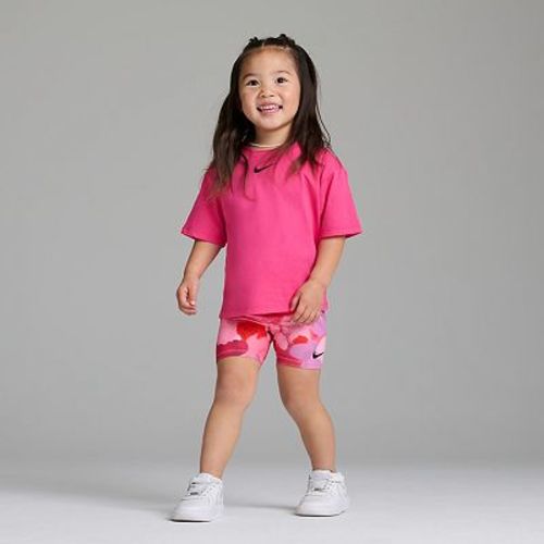 Toddler Girls Nike Move With Nature T-Shirt & Dri-FIT Floral Biker Shorts 2-Piece Set