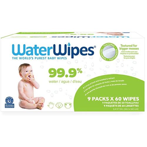 Baby Wipes, WaterWipes Textured Sensitive Baby Diaper Wipes, 99.9% Water, Unscented & Hypoallergenic, for Baby & Toddlers, 9 Packs (540 Count) - 60 Count (Pack of 9)
