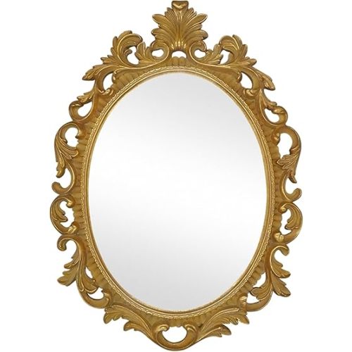 SIMON'S SHOP Gold Vintage Mirror for Wall, Antique Oval Mirrors for Bedroom Living Room, 18 x 13 inches