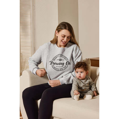 Mama's Boobery Zip Crewneck Breastfeeding Sweatshirt