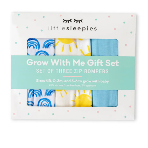 Blue Rainbows, Sky Blue & Sunshine Zippy Grow With Me Gift Box - Little Sleepies