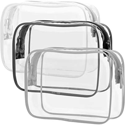 PACKISM TSA Approved Toiletry Bag - Clear Makeup Bag Waterproof Quart Size Bag, Travel Makeup Cosmetic Bag for Women, Carry on Airport Airline Compliant Bag, 3 Pack