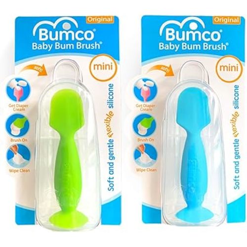 Bumco Mini Diaper Cream Spatula with Case (2-Pack) - BPA-Free Butt Spatula Baby, Soft Diaper Spatula, Diaper Cream Applicator, Mom-Invented Baby Must Haves, Diaper Bag Essentials, Butt Paste Spatula