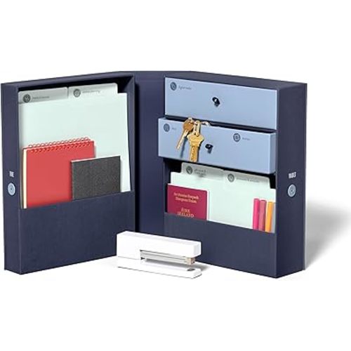 Savor | All-in-One Desk Organizer | Blue – Keep Desk, Office, and Home Organized All-in-One Storage System for Important Files, Documents, Stationery, and Office Supplies