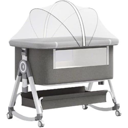 Baby Bassinet,3 in 1 Baby Bassinets Bedside Sleeper with Wheels and Mosquito Net,Bedside Bassinet for Baby with Comfy Mattress, Mattress&Breathable Mesh,Storage Basket