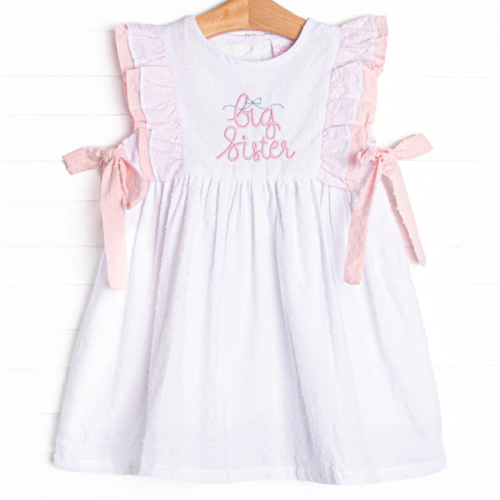 Big Sister Embroidered Dress, White – Stitchy Fish