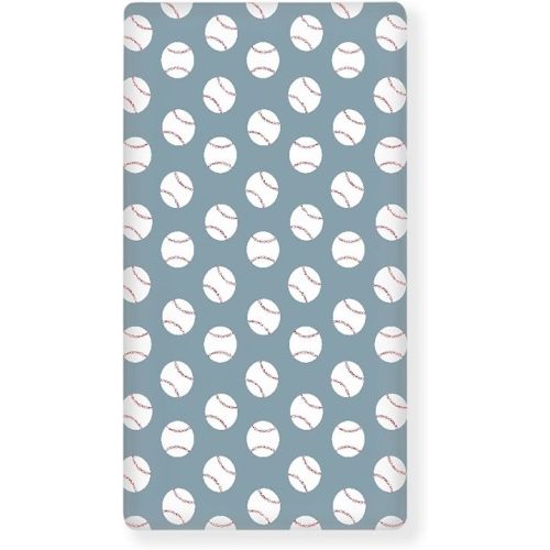Baseball Blue Fitted Crib Sheet American Sport Championship Patch Sports Standard Crib Mattress Fitted Sheet Baby Toddler Bed Mattress Sheets for Boys Girls 28"x52"