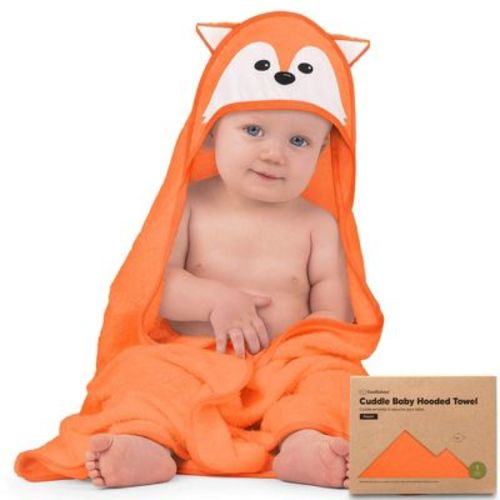 Keababies Cuddle Baby Hooded Towel, Organic Baby Bath Towel, Hooded Baby Towels, Baby Beach Towel For Newborn, Kids (fox)