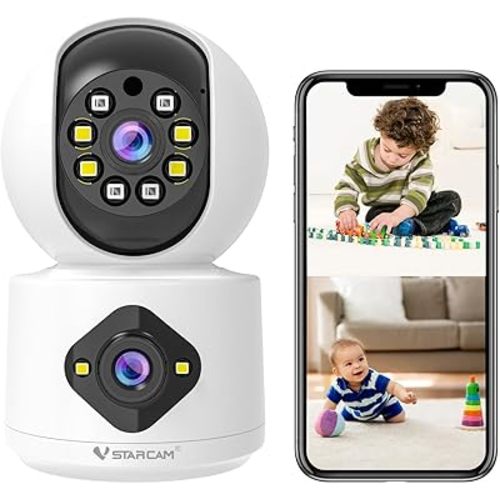 VSTARCAM 1080P Camera Dual-LensI, Pet Baby Monitor,360° Security Camera Indoor with Siren & Spotlight, Motion Detection, 2-Way Talk, Color Night Vision 005