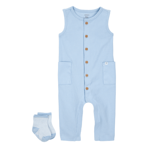 Baby 2-Piece Jumpsuit & Sock Set - Blue - Carter's | Carter's