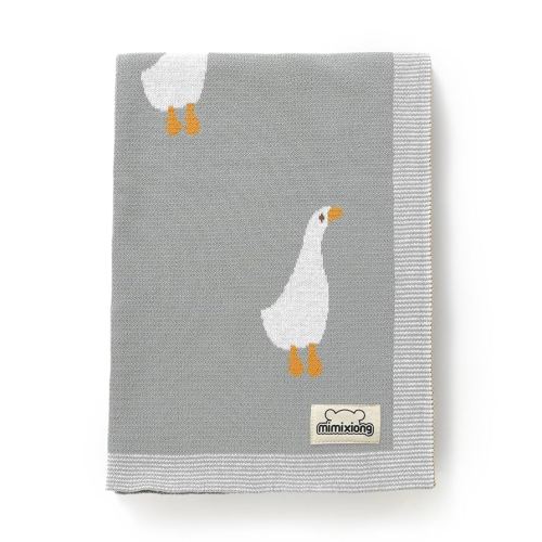 mimixiong Baby Blanket Knit Receiving Boys Girls Blanket Soft Cotton Neutral Blanke for Swaddle Crib Stroller with Cute Goose
