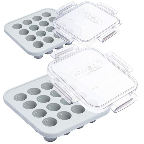 Souper Cubes MyMilk Baby Food Freezer Tray With Lid - 1/2 Oz Silicone Breast Milk Freezer Tray - Perfect Storage Container for Baby Food, Purees, and Breast Milk - Gray