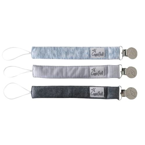 Copper Pearl Pacifier Clip 3-Pack: Premium Knit Binky Clips for Baby Girls and Boys - Stylish Stainless Steel Pacifier Holder Clip - Baby Pacifier Clips for No More Floor Drops - Lennon