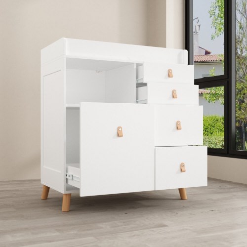 Baby Changing Table Dresser, 33.5" Baby Nursery Dresser with Drawers