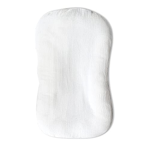 Hooyax Muslin Baby Lounger Cover Soft Organic Cotton Slipcover Fits Newborn Lounger for Baby Boys and Girls (White)