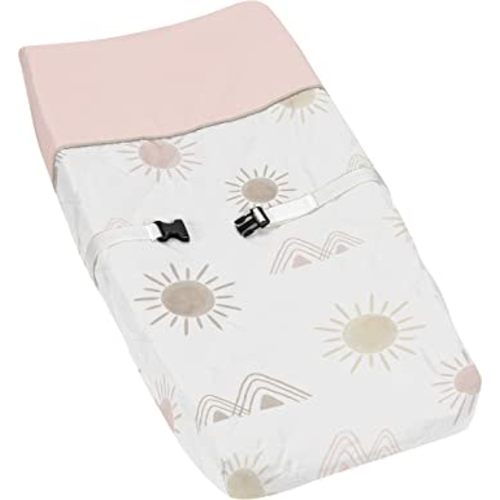 Sweet Jojo Designs Boho Desert Sun Girl Baby Nursery Changing Pad Cover - Blush Pink Mauve Gold Taupe Bohemian Watercolor Mountains Southwest Nature Outdoors Minimalist Geometric