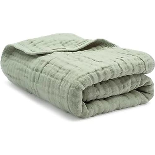 Comfy Cubs Baby Muslin Blanket, Swaddle for Newborns and Toddlers, Large 40” x 40” Cover, 6-Layer Plush Softness for Infant Swaddling, Receiving, or Tummy Time, Shower Gift (Sage, Baby - Muslin)