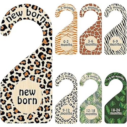 Baby Closet Dividers - Hanging Wooden Nursery Decor with Baby Clothes Dividers for Newborn to 24 Months Size Clothes