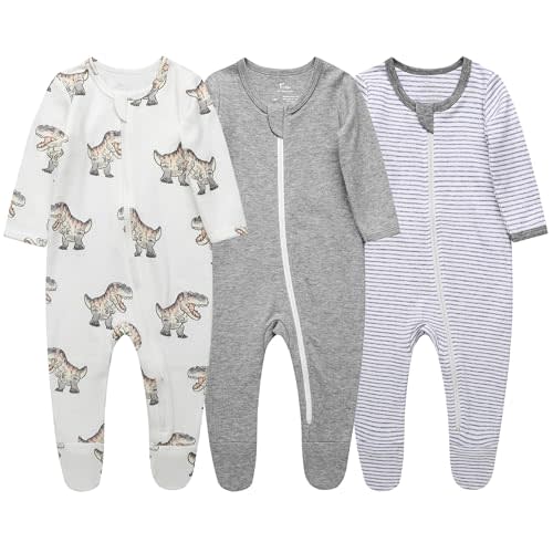 O2 BABY Baby Boys Girls Organic Cotton Zip-Front Sleeper Pajamas, Footed Sleep 'n Play
