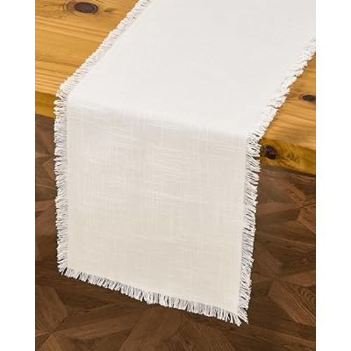 Amazon.com: Letjolt White Table Runner 72 Inches Farmhouse Table Runner Slub Texture Cotton Linen Table Decor Rustic Home Table Decoration Wedding Reception Bridal Shower : Home & Kitchen