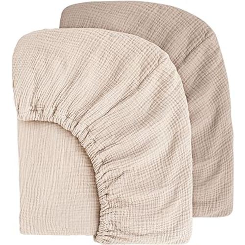 Muslin Crib Sheets for Baby Girls and Boys, Neutral Fitted Baby Bed Sheets for Standard Crib & Toddler Mattress - Soft and Breathable - 52"x28" (Ash & Ivory)