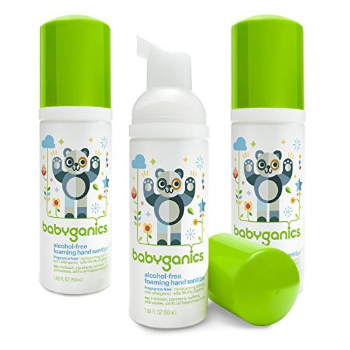 Babyganics Alcohol-Free Foaming Hand Sanitizer, Fragrance Free, On-The-Go, Pump Bottle 50 ml - 1.69 Fl Oz (Pack of 3)