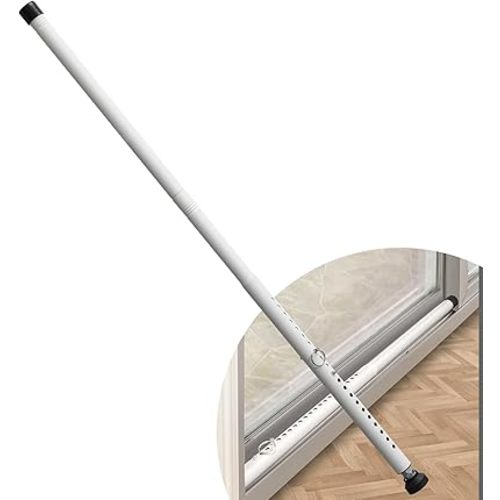 DIIG Sliding Door Security Bar，17.7-50.5inch Adjustable Locking Window Safety Bar with Rubber Tips,Diameter 1inch Window Security Bar for Home Apartment （White）