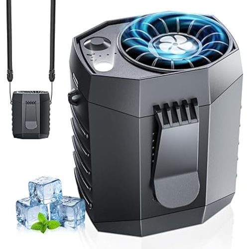 2025 Smart Portable Rechargeable Fan with LED Light & 25H Runtime, 4-Speed 9200RPM Turbo Cooling Personal Waist Fan, Wearable Neck & Belt Clip for Camping, Outdoor, Hiking - Black