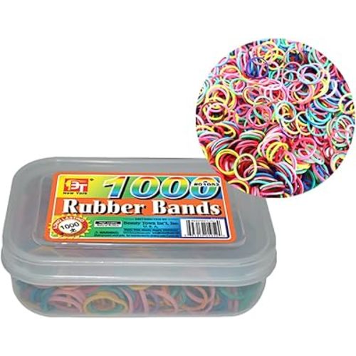 Beauty Town Hair Tie Rubber Bands - 1000pcs/500pcs Soft Stretchy Elastic Bands for Braids, Ponytails & Bun