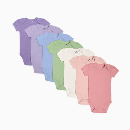 Organic Cotton Solid Short Sleeve Bodysuit (7 Pack) - Soft Rainbow