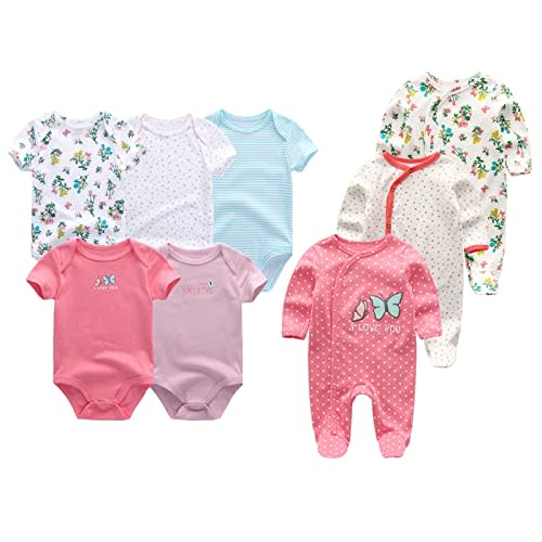 ZAV Unisex Infants Clothes 5-pack Short Sleeve Bodysuits And 3-pack Baby Footed Jumpsuits