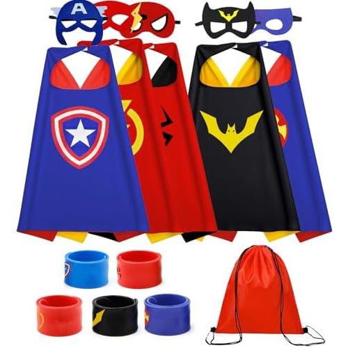 Kids Capes Set and Wristbands Kids Costumes Halloween Christmas Cosplay Dress Up for Boys Girls