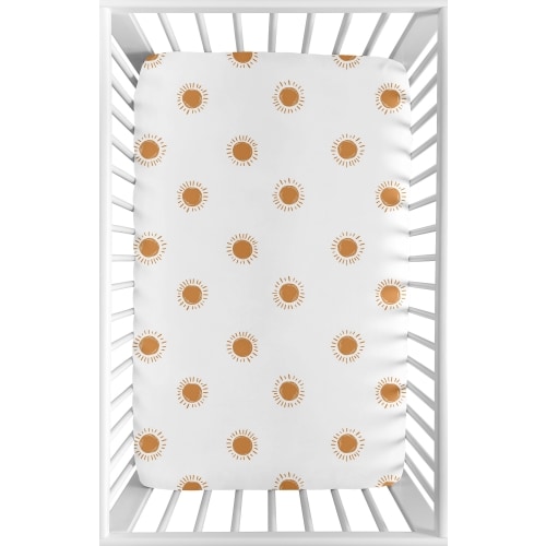 Boho Sun White and Pumpkin Mini Fitted Crib Sheet by Sweet Jojo Designs