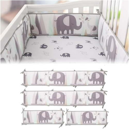 Mesh Liner Padded Covers 4Pcs Soft Breathable Cotton Pads, 4 Sides Breathable Anti-Collision Cushion(White Flowers)