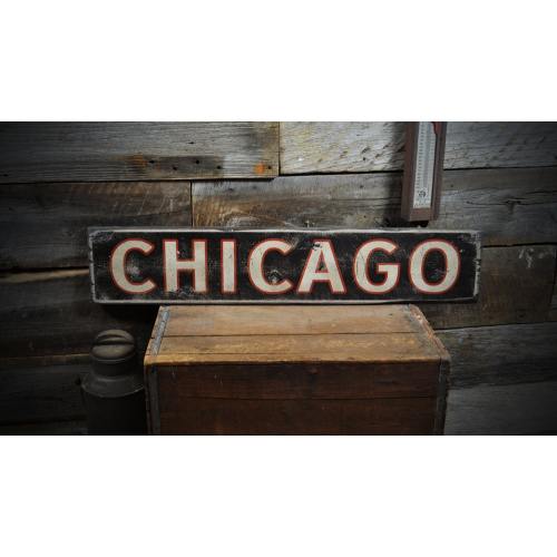 Chicago Sign, Chicago Wood Sign, Chicago Decor, Old Chicago Decor, Chicago Wall Decor, Chicago Mancave - Rustic Hand Made Wooden Decorations