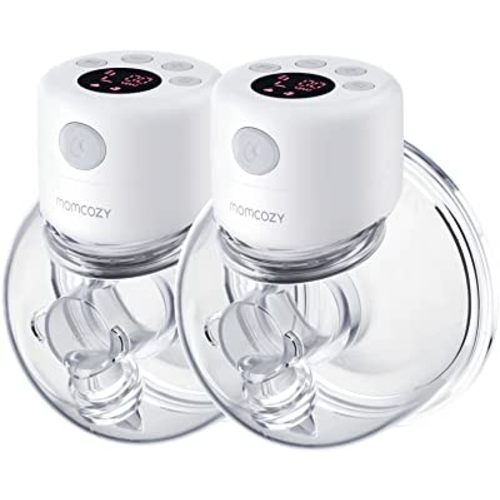 Momcozy Wearable Breast Pump, S12 Double Hands Free Breast Pump, LCD Display, Low Noise & Painless, 2 Modes & 9 Levels Electric Breast Pump Portable, 24mm Flange, 2 Pack