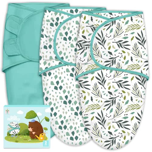 Cute Castle 3-Pack Baby Swaddle Sleep Sacks - Newborn Swaddle Sack - Ergonomic Baby Swaddles Blanket Warp for Boys and Girls - Baby Essentials (0-3 Months - Green)