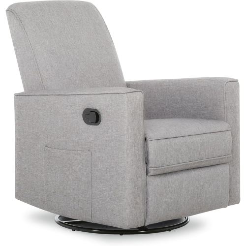 Evolur Raleigh Upholstered Manual Glider Recliner– Rocking & 360° Swivel with Smooth Glide – Greenguard Gold & FSC Certified – Modern Nursery and Living Room Chair in Light Grey