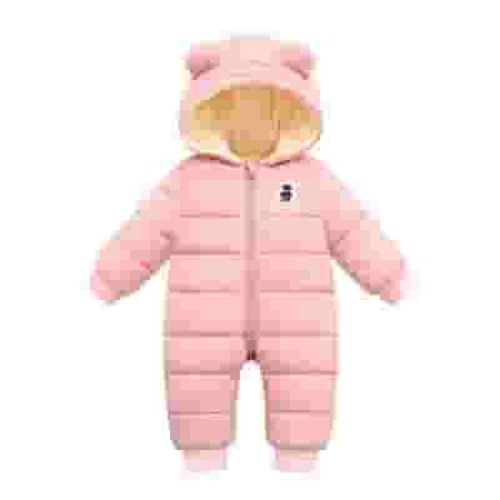 Hpapadks Toddler Snow Suit Boys Girls Winter Warm Long Sleeve Solid Hooded Padded Down Jumpsuit Baby Snowsuit Pink 3 Months-6 Months