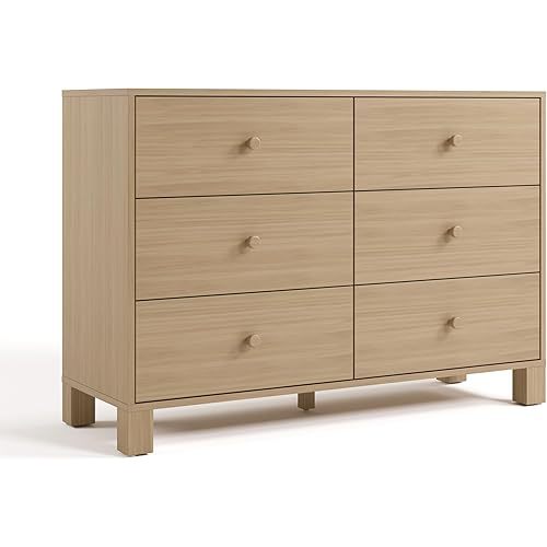 Storkcraft California 6 Drawer Double Dresser (Driftwood) – GREENGUARD Gold Certified, Spacious Storage Organizer for Kids’ Room, Safety Interlocking Drawer System