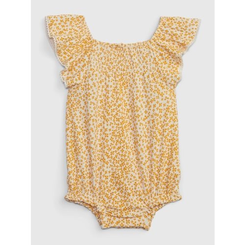 Baby Crinkle Gauze Bubble Shorty One-Piece in ditsy gold floral