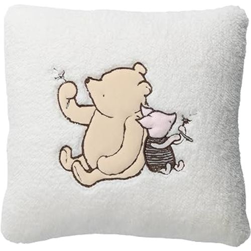 Lambs & Ivy Storytime Pooh Soft Faux Shearling Nursery Throw Pillow - Cream