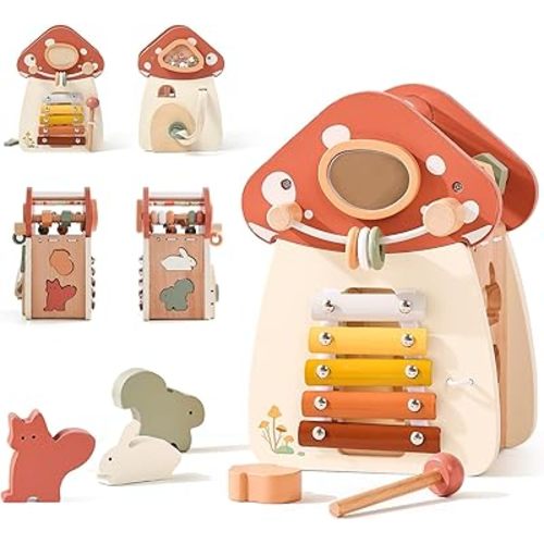 8 in 1 Wooden Activity Cube Toys for Baby Travel Sensory Toys for Toddlers 1-3 Multipurpose Educational Learning Toys for Toddlers Shape Sorter Montessori Toys for 1 2 Year Old First Birthday Gift
