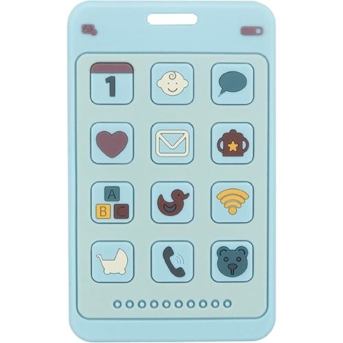 Soft Silicone Phone Shape Teether Boys Girls Baby Molar Teether Chew Toys, Teething Toy (Blue)