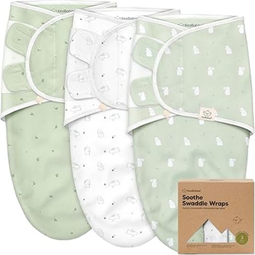 KeaBabies 3-Pack Organic Baby Swaddle Sleep Sacks - Swaddles for Newborns, Infant 0-3 Months, Baby Girls, Boys, Soft & Snug Newborn Sleep Sack, Nursery Swaddling Blankets (Bunnies)