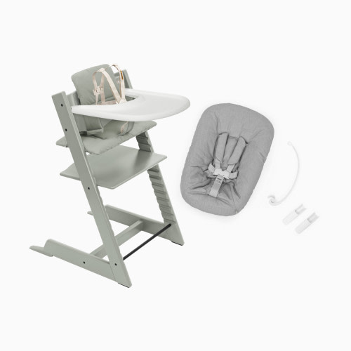 Stokke Tripp Trapp High Chair Complete² + Newborn Set - Glacier Green/Glacier Green/White Tray